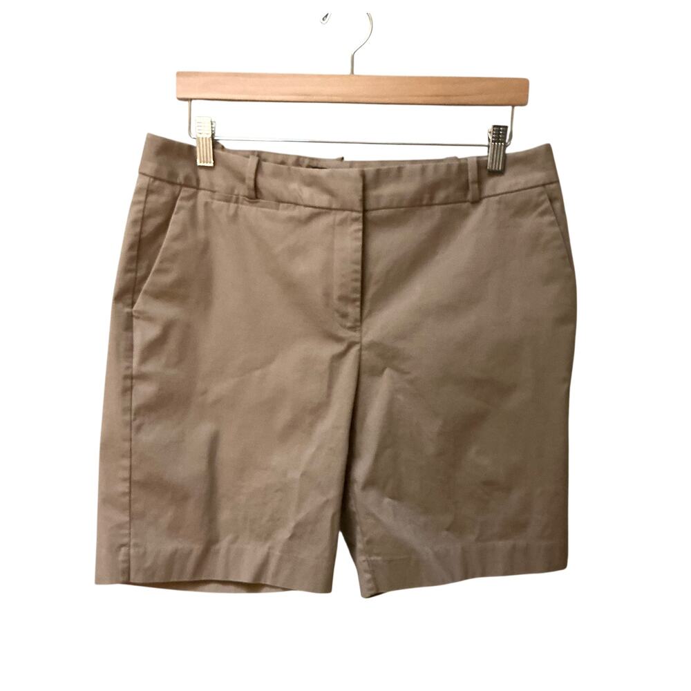 Talbots Classic Bermuda High-Rise Cotton Shorts Dark Khaki SZ 12